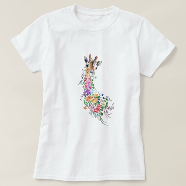 Camiseta Floral Giraffe T-Shirt (Diseño del anverso)