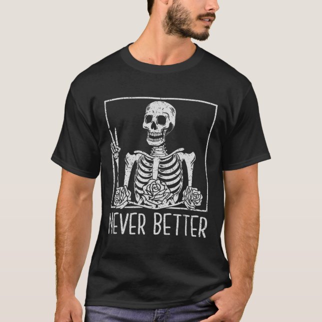 Camiseta Floral Halloween Skeleton Beber café nunca será (Anverso)