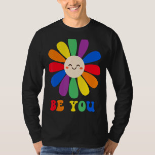 Camiseta Floral Happy Face Be You Lgbt Lesbian Gay PriOrgul