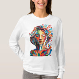 Camiseta Floral Harmony in Layered Paper-Cut Portrait