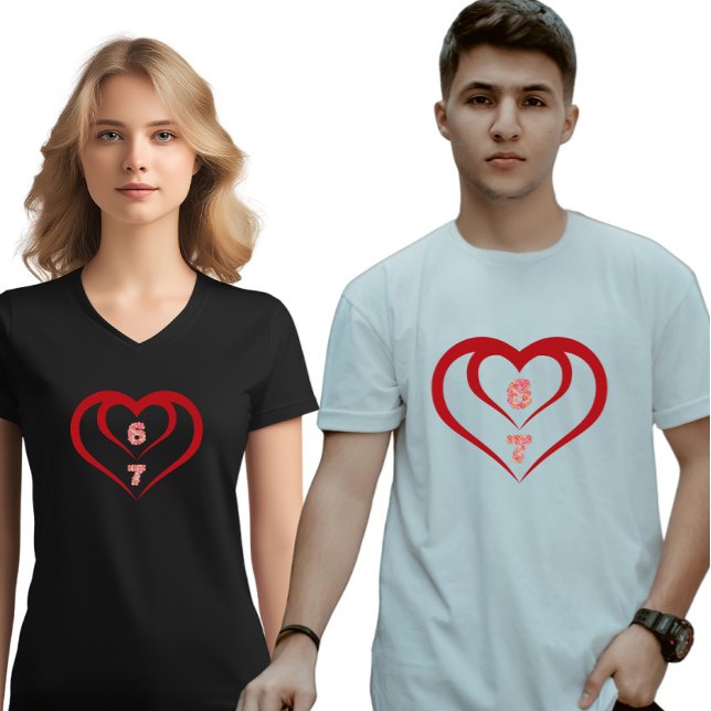 Camiseta Floral Heart 6 7 Meme Valentine Matching (Subido por el creador)