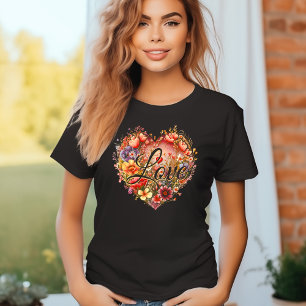 Camiseta Floral Heart Love Woman