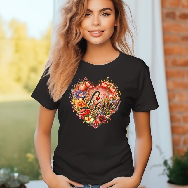 Camiseta Floral Heart Love Woman (Subido por el creador)
