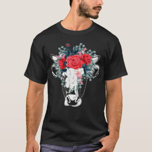 Camiseta Floral Highland Cow Heifer Dairy Farm Animal Wildf