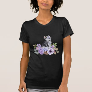 Camiseta Floral Husky Puppy