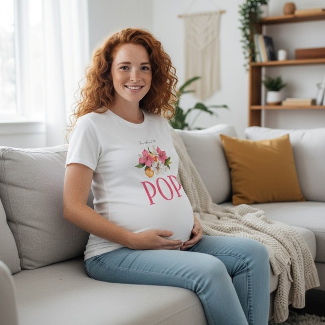Camiseta Floral "I'm About to POP!" Baby Shower  (Subido por el creador)