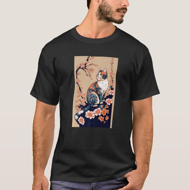 Camiseta Floral Japanese Cat   (Anverso)