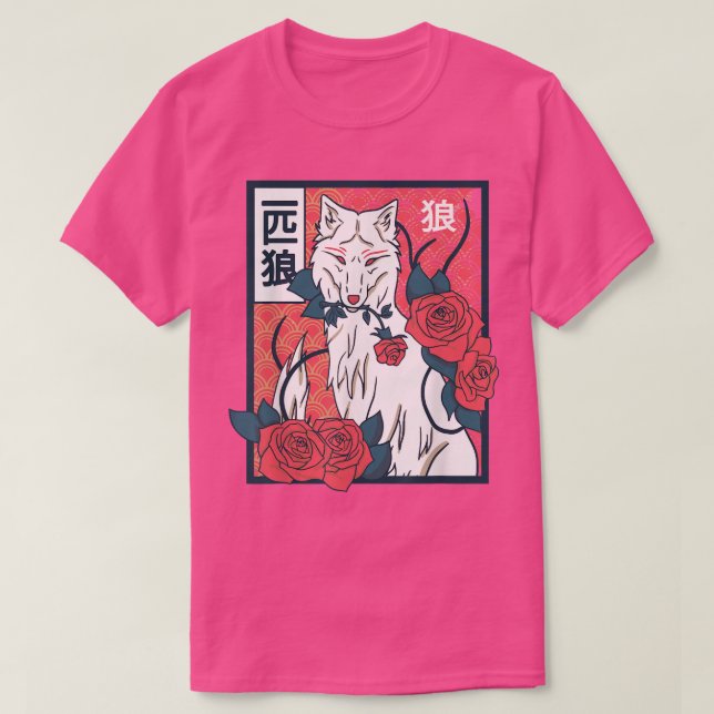 Camiseta Floral Japanese Wolf  (Diseño del anverso)