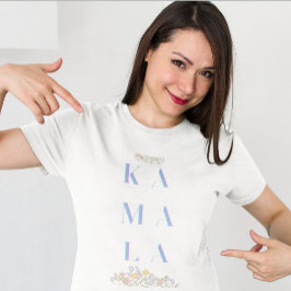 Camiseta Floral Kamala Harris. Blanca