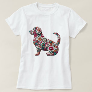 Camiseta Floral Labrador Silhouette