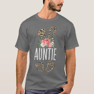 Camiseta Floral Leopard Auntie Bunny Happy Easter Mothers