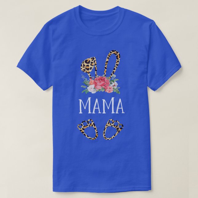 Camiseta Floral Leopard Mama Bunny Feliz Día de la Madre de (Diseño del anverso)