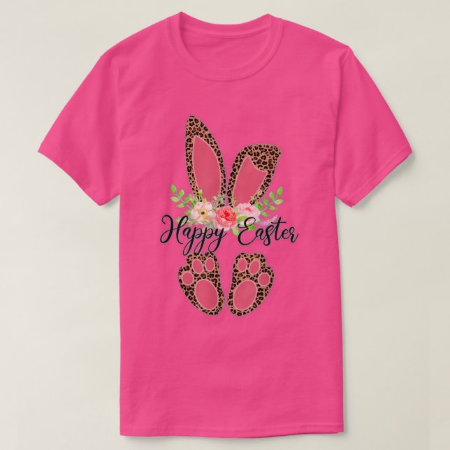 Camiseta Floral Leopard Mama Bunny Gift Happy Easter Mother (Diseño del anverso)