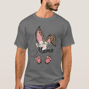 Camiseta Floral Leopard Mama Bunny Happy Easter Mother's Da