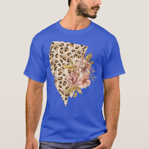 Camiseta Floral Leopard Nevada Mapa estatal Vacaciones Las 