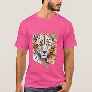 Camiseta Floral Leopardo Blossom Art Cheetah Big Cat Jaguar