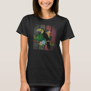 Camiseta Floral Lluvia Animal Pájaro Retro Tacto Tropical
