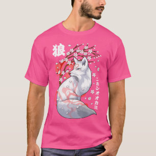 Camiseta Floral Lobo japonés Japón Arte Otaku Cerezo en flo