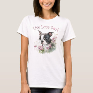 Camiseta Floral madre de perro de Boston Terrier