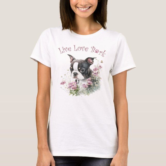 Camiseta Floral madre de perro de Boston Terrier (Anverso)