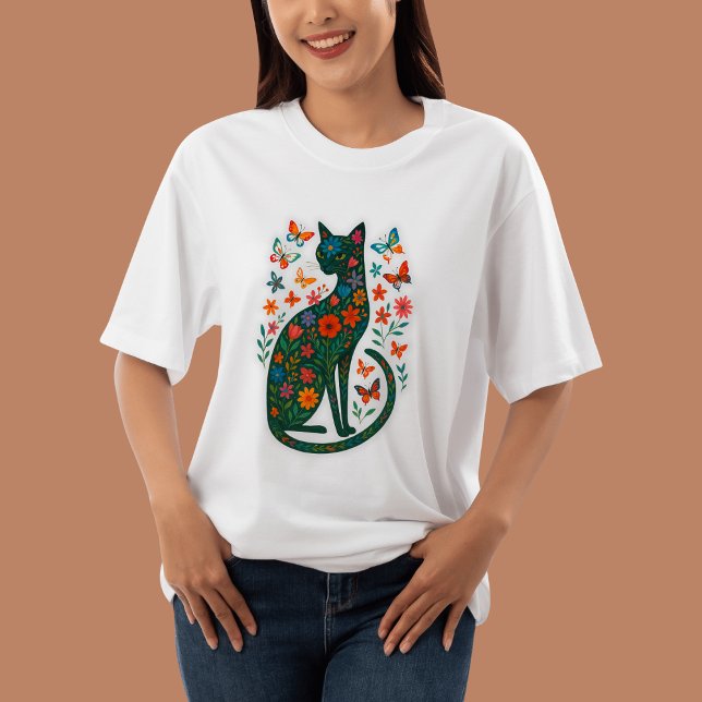 Camiseta Floral Magic Cat - Gato Botánico capricho (Subido por el creador)