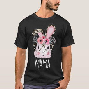 Camiseta Floral Mama Bunny Leopard Glasses Happy Easter Mot