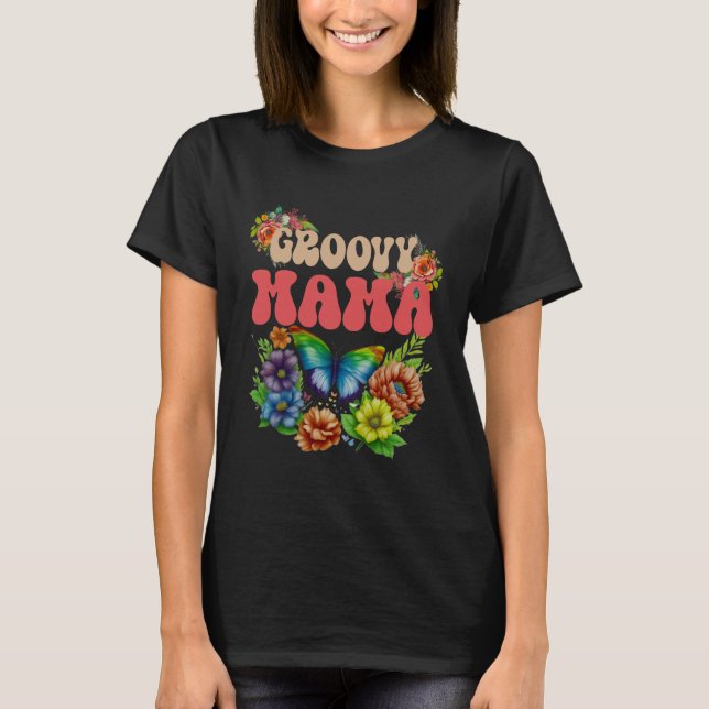 Camiseta Floral Mama Groovy, Día de las Madres Retro (Anverso)