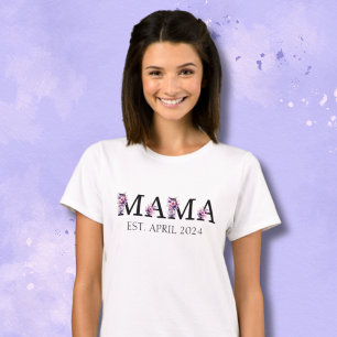 Camiseta Floral Mamá nueva mamá Mensajes de texto de mujer