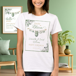 Camiseta Floral Mariposa Verde Menta Bebé en Flor 