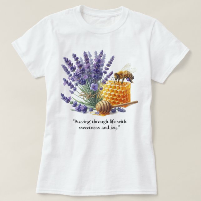 Camiseta Floral Miel de Lavanda / Abeja Dulce (Diseño del anverso)