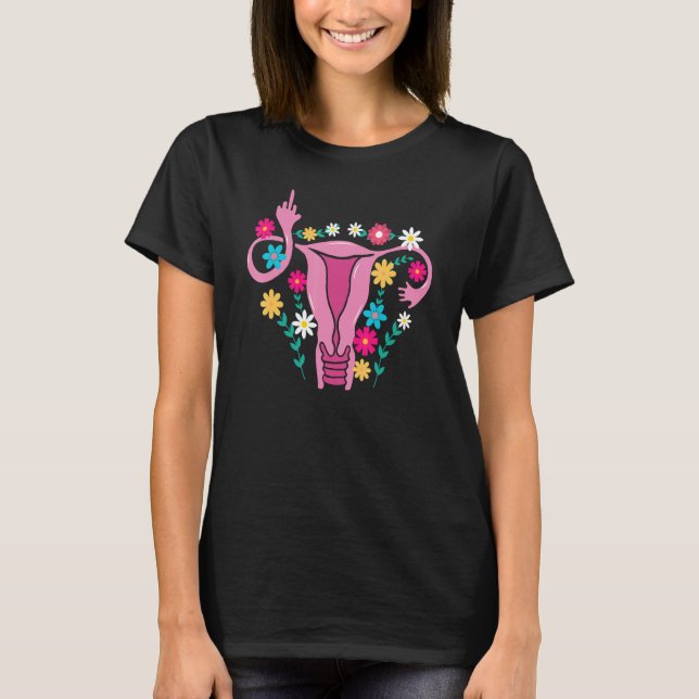 Camiseta Floral Mind Your Own Uterus Finger Pro Choice WWM (Anverso)
