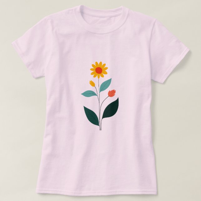 Camiseta Floral minimalista (Diseño del anverso)