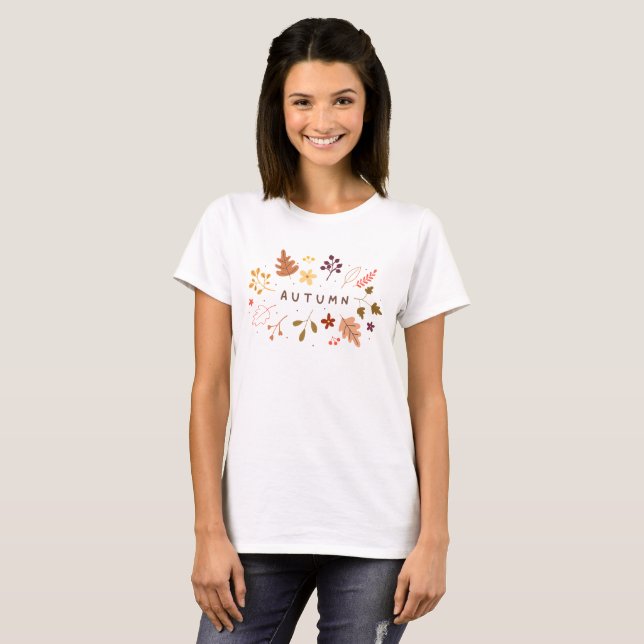 Camiseta floral minimalista de otoño (Anverso completo)