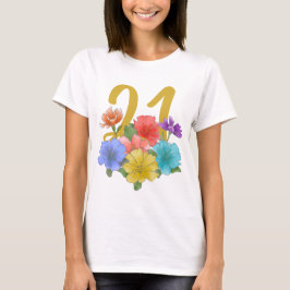 Camiseta Floral moderna 21 Primaveras Cumpleaños