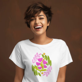 Camiseta Floral moderno rosa elegante botánico