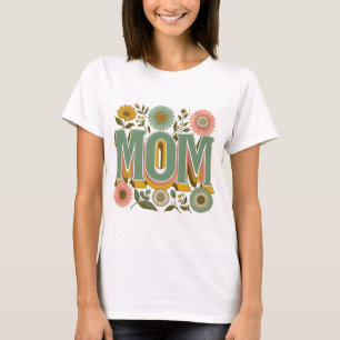 Camiseta Floral MOM Retro Typography – Mother's Day Shirt