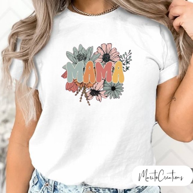 Camiseta Floral mom t-shirt, retro letter, mother's day (Subido por el creador)