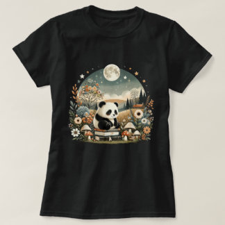 Camiseta Floral Mujeres Cottagecore Panda Bear Estético