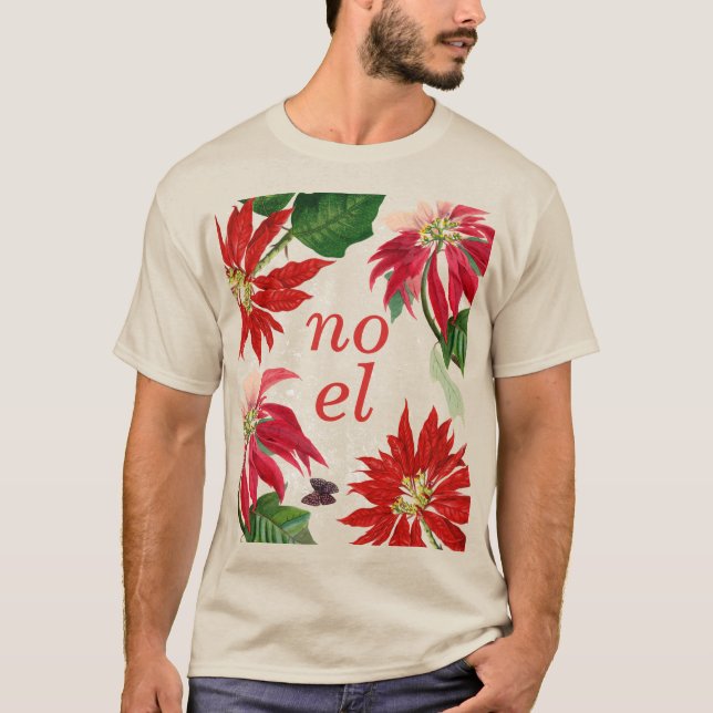 Camiseta Floral Noel Poinsettia festiva (Anverso)