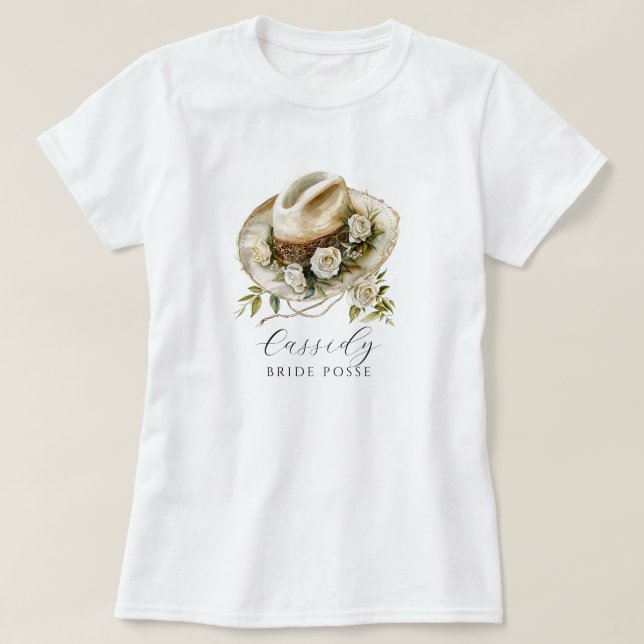 Camiseta Floral Novia Gorra Bride Posse Floral Horseshoe (Diseño del anverso)