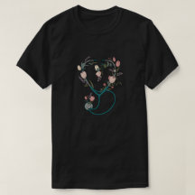 Floral Nurse Stethoscope T-Shirt – Soft Pastel