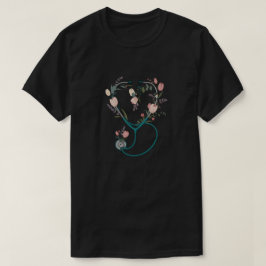Camiseta Floral Nurse Stethoscope T-Shirt – Soft Pastel