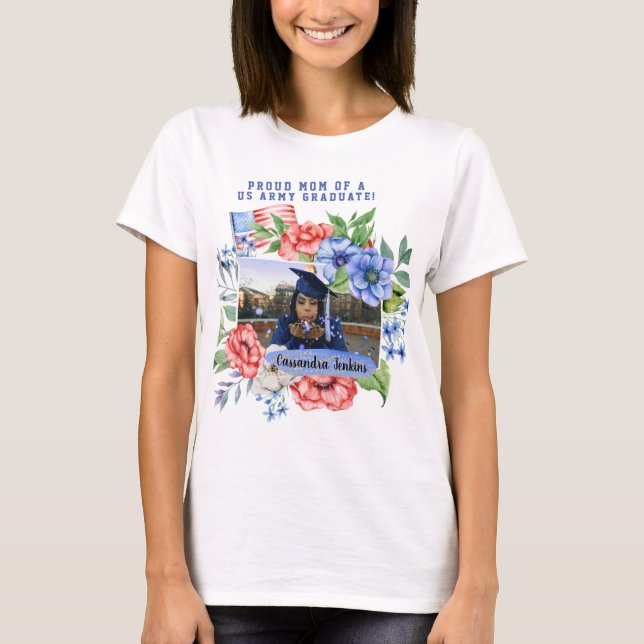 Camiseta Floral Orgullosa mamá de una graduada militar foto (Anverso)