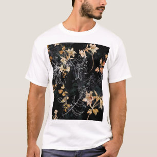 Camiseta Floral Oscura: Pintado Seamless de acuarela.