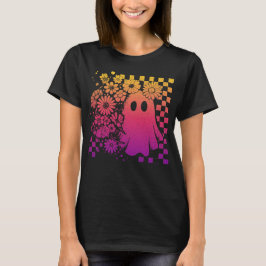 Camiseta Floral-otoño-neón-fantasma-Halloween