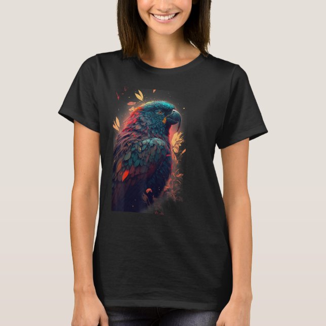 Camiseta Floral Parrot Colourful Scarlet Macaw parrot bird  (Anverso)