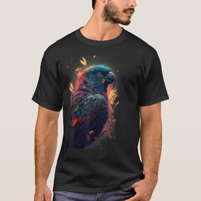 Camiseta Floral Parrot Colourful Scarlet Macaw parrot bird  (Anverso)