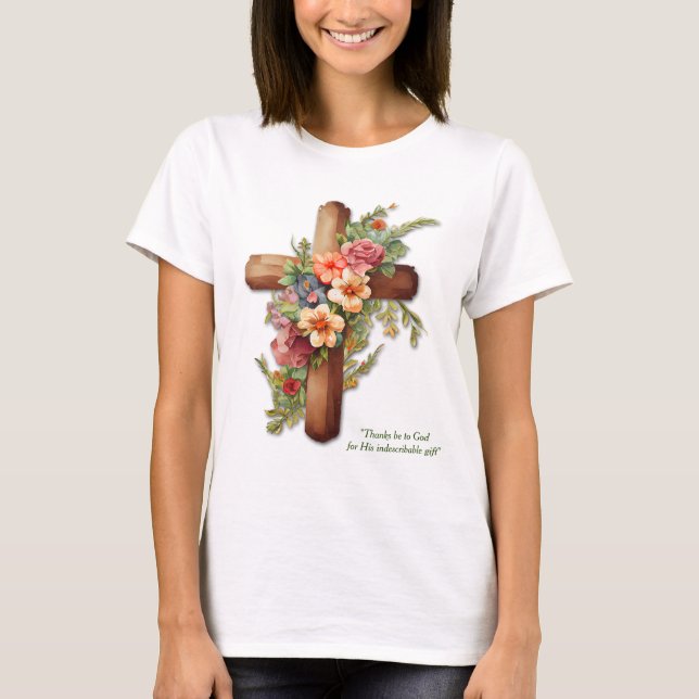 Camiseta Floral Pascua la Biblia Escritura Cristiana (Anverso)
