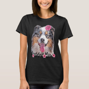 Camiseta Floral Peace Love Aussie Dog Australian Shepherd