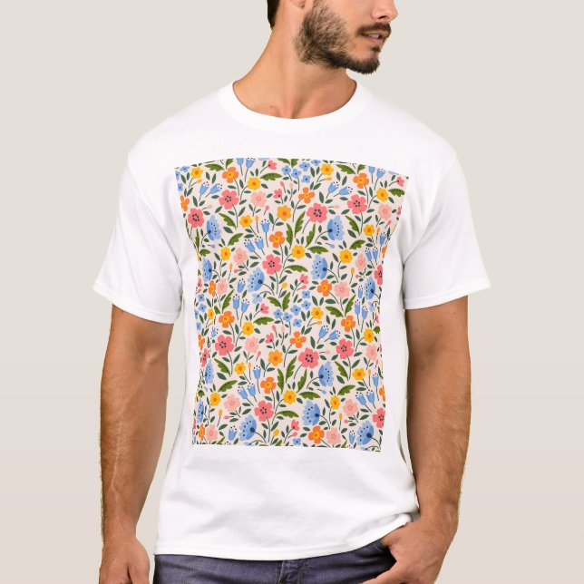 Camiseta Floral popular: pequeños patrones de color (Anverso)